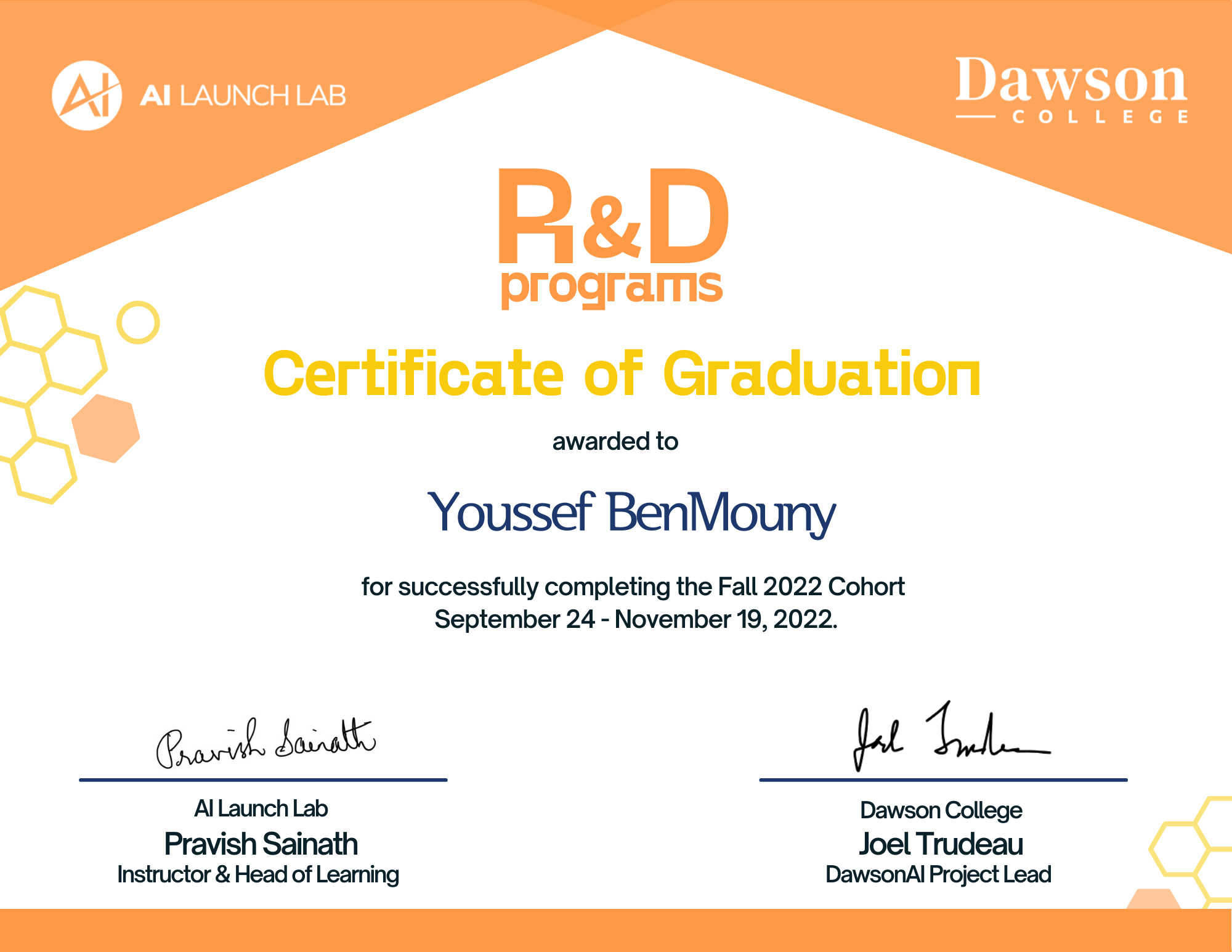 AI Launch Lab Certificate of Graduation